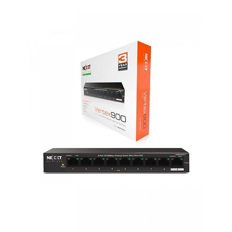 Nexxt Solutions 9-port Network Poe+Fast Ethernet Switch ASBDTPO4U1